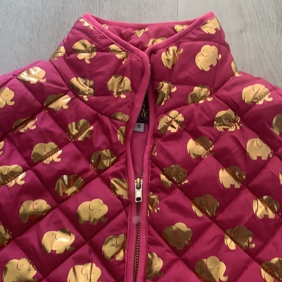 Simply Southern‎ tried & true pink/gold vest elephants print size Small pockets - Picture 9 of 9